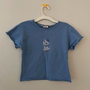 y2k princess kitty ruffle hem baby tee